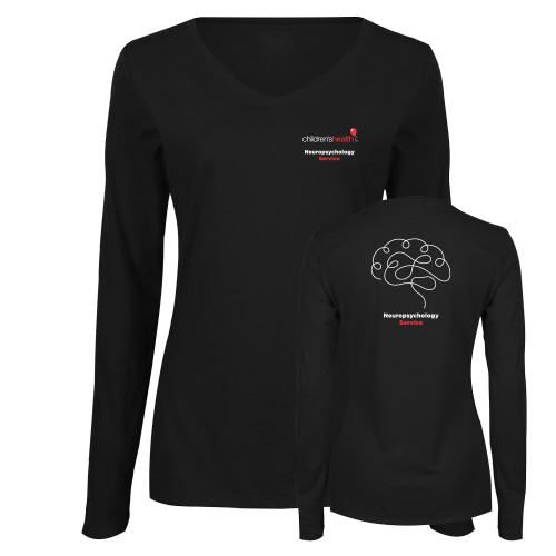  Womens Black Long Sleeve V Neck Tee  - Childrens Health Neuropsychology Service