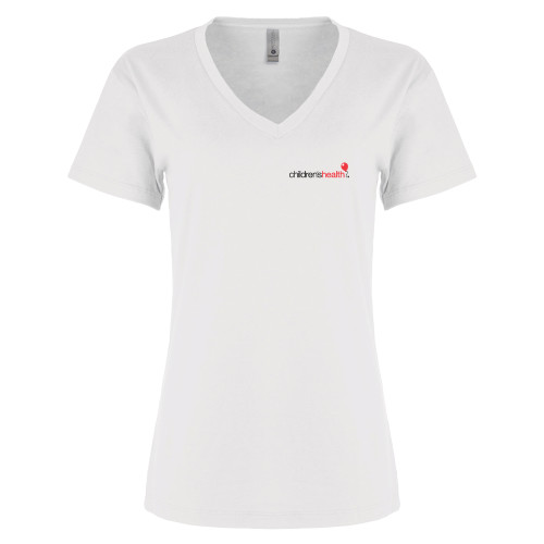  Next Level Womens White Cotton V Neck Tee - Childrens Health Logo