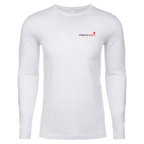  Next Level White Cotton Long Sleeve Tee - Childrens Health Logo