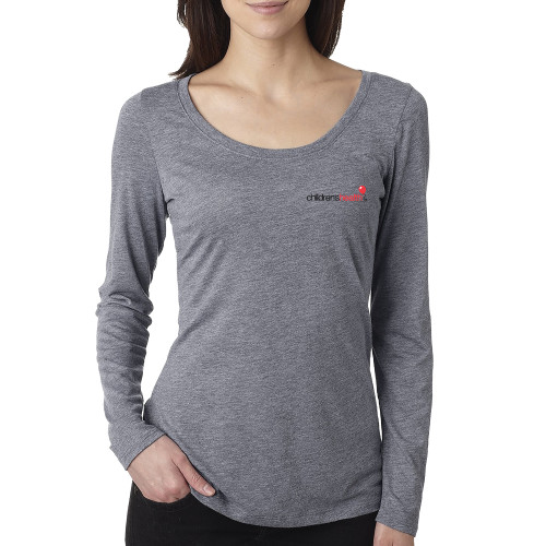  Next Level Womens Premium Heather Triblend Long Sleeve Scoop Tee - Childrens Health Logo