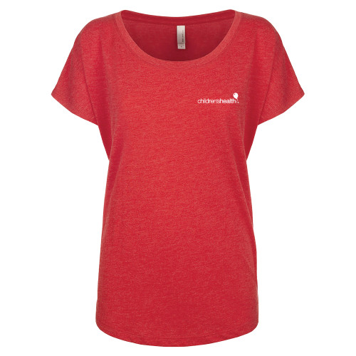  Next Level Womens Red Triblend Dolman Tee - Childrens Health Logo
