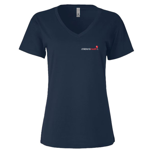  Next Level Womens Navy Sueded V Neck Tee - Childrens Health Logo
