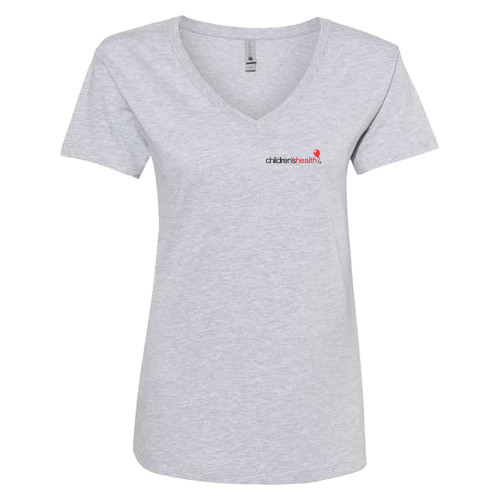  Next Level Womens Heather Grey Cotton V Neck Tee - Childrens Health Logo