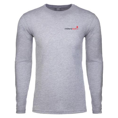  Next Level Heather Grey Cotton Long Sleeve Tee - Childrens Health Logo
