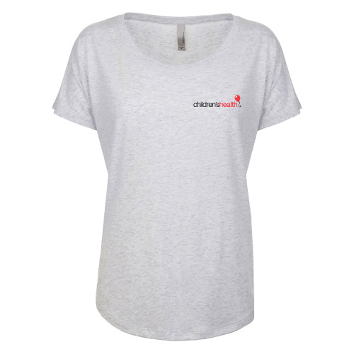  Next Level Womens Heather White Triblend Dolman Tee - Childrens Health Logo