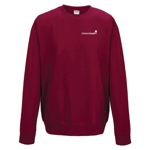  Just Hoods Chili Red College Fleece Crew - Childrens Health Logo