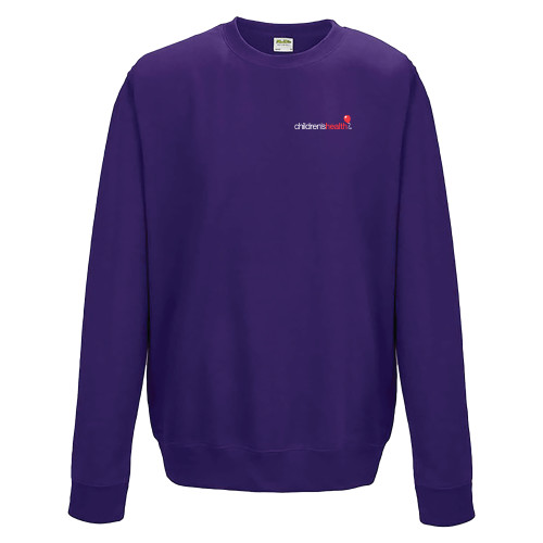  Just Hoods Purple College Fleece Crew - Childrens Health Logo