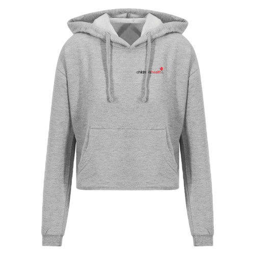  Just Hoods Womens Heather Grey Cropped Hoodie - Childrens Health Logo