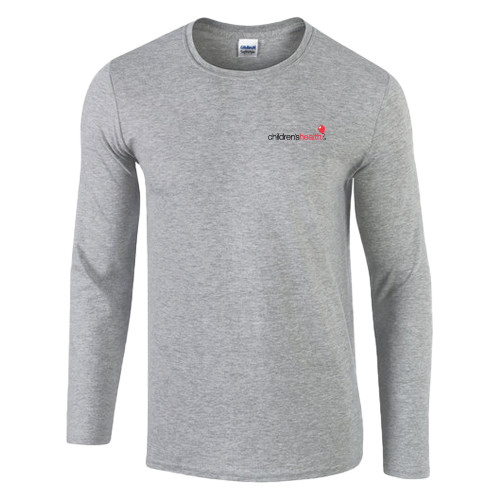  Gildan Sport Grey Soft Style Long Sleeve Tee - Childrens Health Logo