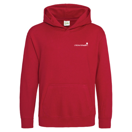  Just Hoods Youth Fire Red College Fleece Pullover Hoodie - Childrens Health Logo