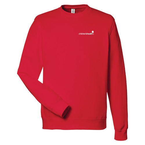  Just Hoods Fire Red College Fleece Crew - Childrens Health Logo