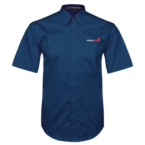  Navy Twill Button Down Short Sleeve - Childrens Health Logo