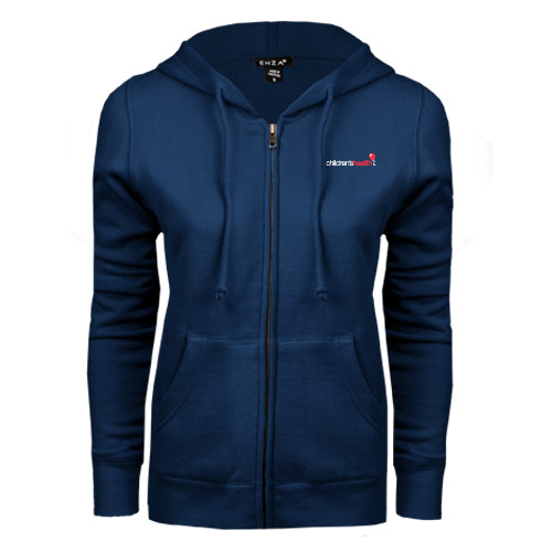  ENZA Womens Navy Fleece Full Zip Hoodie - Childrens Health Logo