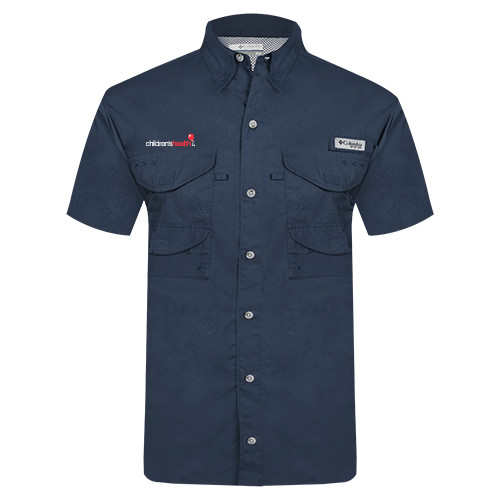  Columbia Navy Tamiami Performance Short Sleeve Shirt - Childrens Health Logo