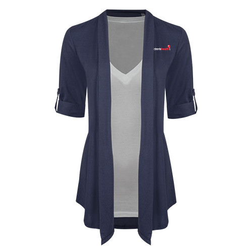  Womens Navy Drape Front Cardigan Sweater  - Childrens Health Logo