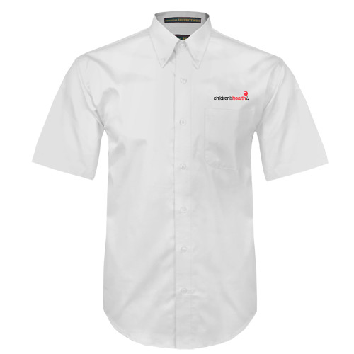  White Twill Button Down Short Sleeve - Childrens Health Logo