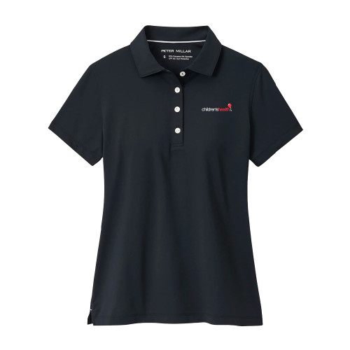  Peter Millar Womens Black Button Polo - Childrens Health Logo