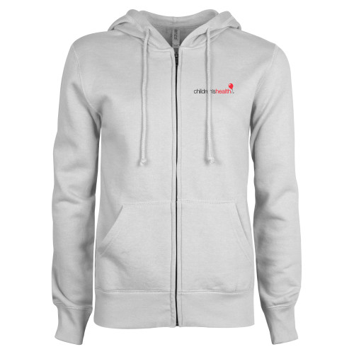  ENZA Womens White Fleece Full Zip Hoodie - Childrens Health Logo