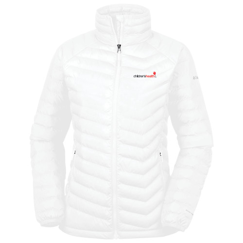  Columbia Womens White Powder Lite Jacket - Childrens Health Logo