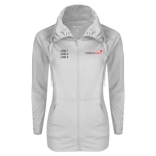  Womens White Sport Wick Stretch Full Zip Jacket - Childrens Health Logo