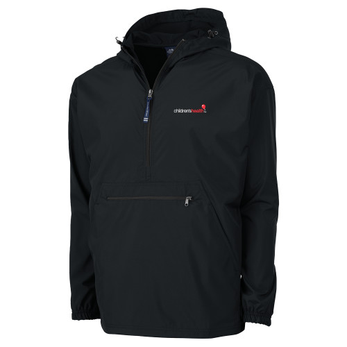  Charles River Black Pack N Go Pullover Rain Jacket - Childrens Health Logo