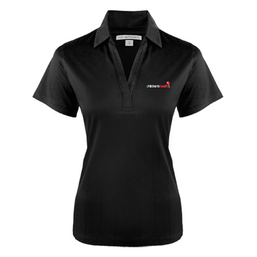  Womens Black Performance Fine Jacquard Polo - Childrens Health Logo