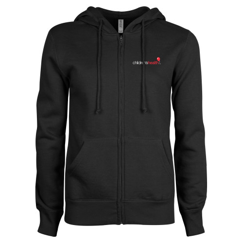  ENZA Womens Black Fleece Full Zip Hoodie - Childrens Health Logo