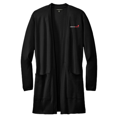  Mercer + Mettle Womens Black Open Front Cardigan Sweater - Childrens Health Logo