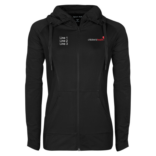  Womens Black Sport Wick Stretch Full Zip Jacket - Childrens Health Logo
