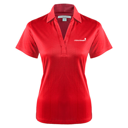  Womens Red Performance Fine Jacquard Polo - Childrens Health Logo