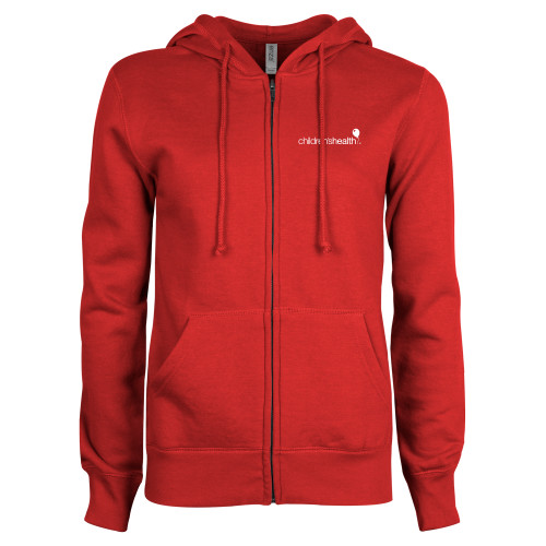  ENZA Womens Red Fleece Full Zip Hoodie - Childrens Health Logo