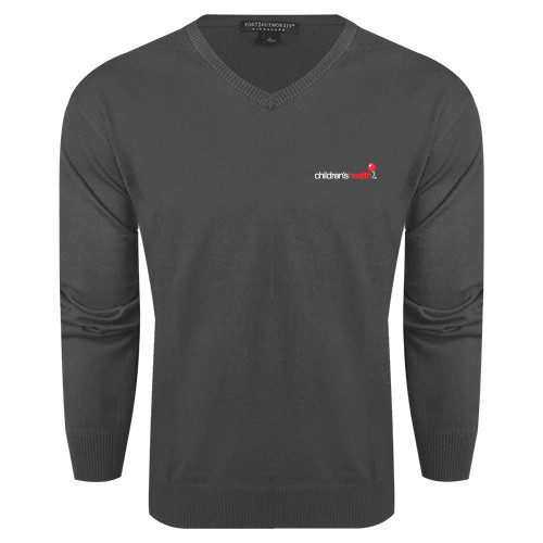  Charcoal Heather VNeck Sweater - Childrens Health Logo