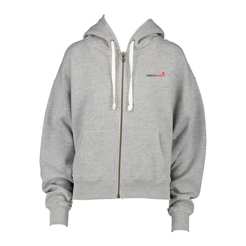  ENZA Womens Grey Boxy Full Zip Hood - Childrens Health Logo