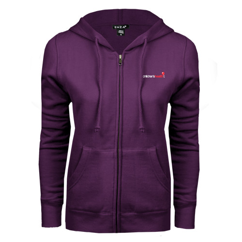  ENZA Womens Purple Fleece Full Zip Hoodie - Childrens Health Logo