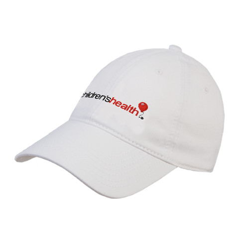  White Unstructured Adjustable Low Profile Hat - Childrens Health Logo