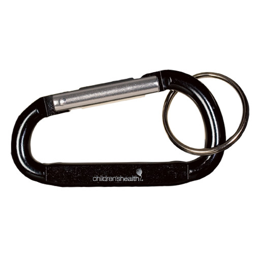  Black Carabiner with Split Ring - Childrens Health Logo Engrave