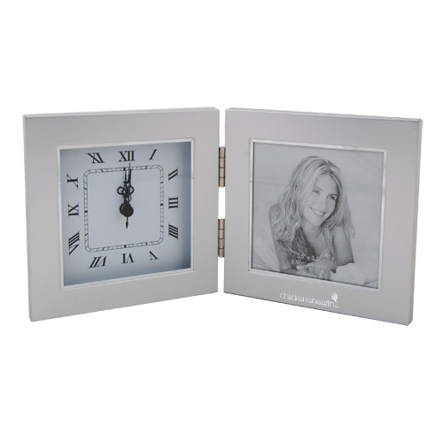  Silver Two Tone Photo Frame w/Clock - Childrens Health Logo Engrave
