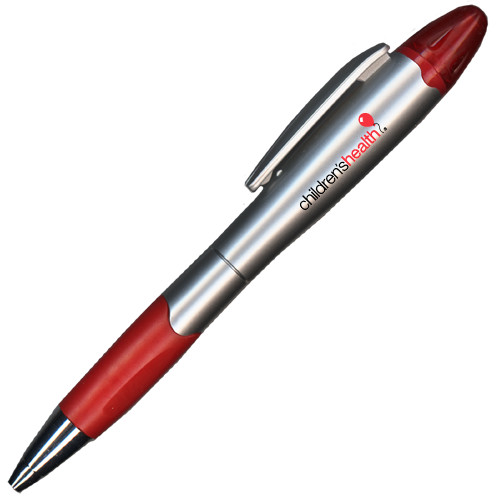  Silver/Red Blossom Pen/Highlighter - Childrens Health Logo