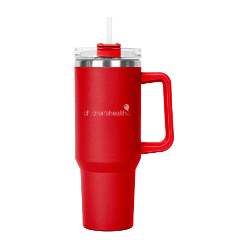  Hippo Red Mug & Straw Lid with Twist Closure 40 oz - Childrens Health Logo Engrave