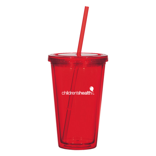  Madison Double Wall Red Tumbler w/Straw 16oz - Childrens Health Logo