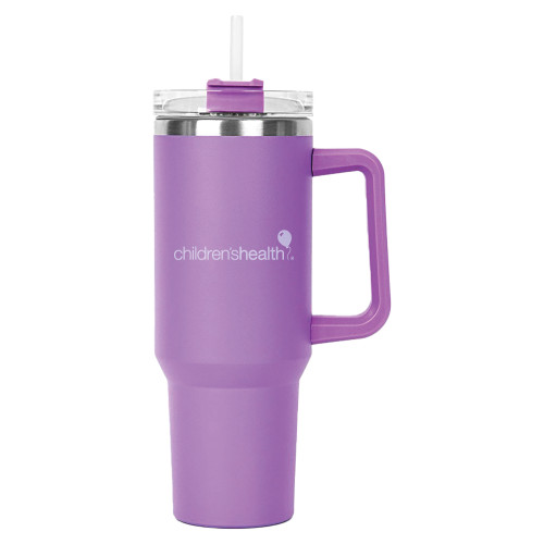  Hippo Purple Mug & Straw Lid with Twist Closure 40 oz - Childrens Health Logo Engrave