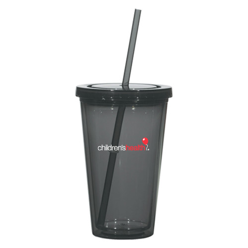  Madison Double Wall Charcoal Tumbler w/Straw 16oz - Childrens Health Logo