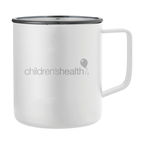  Rover Camp Vacuum Insulated White Mug 14oz - Childrens Health Logo Engrave