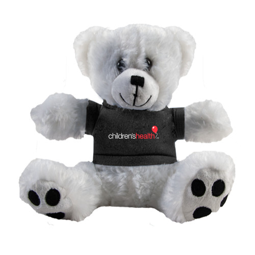  Plush Big Paw 8 1/2 inch White Bear w/Black Shirt - Childrens Health Logo
