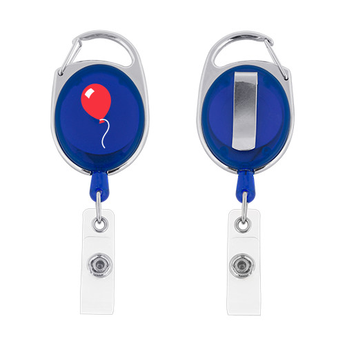  Blue Oval Retractable Badge Holder w/Clip - Childrens Health Red Balloon