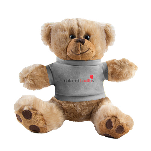  Plush Big Paw 8 1/2 inch Brown Bear w/Grey Shirt - Childrens Health Logo