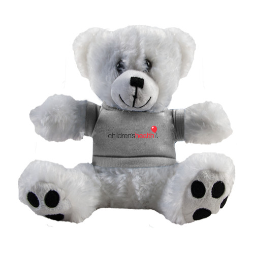  Plush Big Paw 8 1/2 inch White Bear w/Grey Shirt - Childrens Health Logo