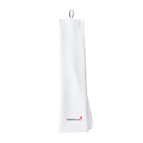  White Waffle Microfiber Golf Towel - Childrens Health Logo