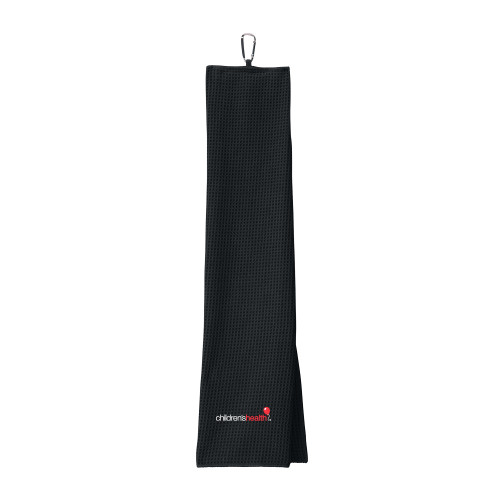  Black Waffle Microfiber Golf Towel - Childrens Health Logo