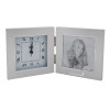 Thumbnail image for  Silver Two Tone Photo Frame w/Clock